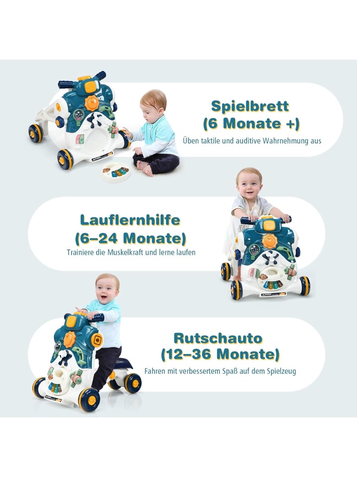 COSTWAY 3 in 1 Lauflernwagen 6-36 Monaten in Blau günstig kaufen 46 cm