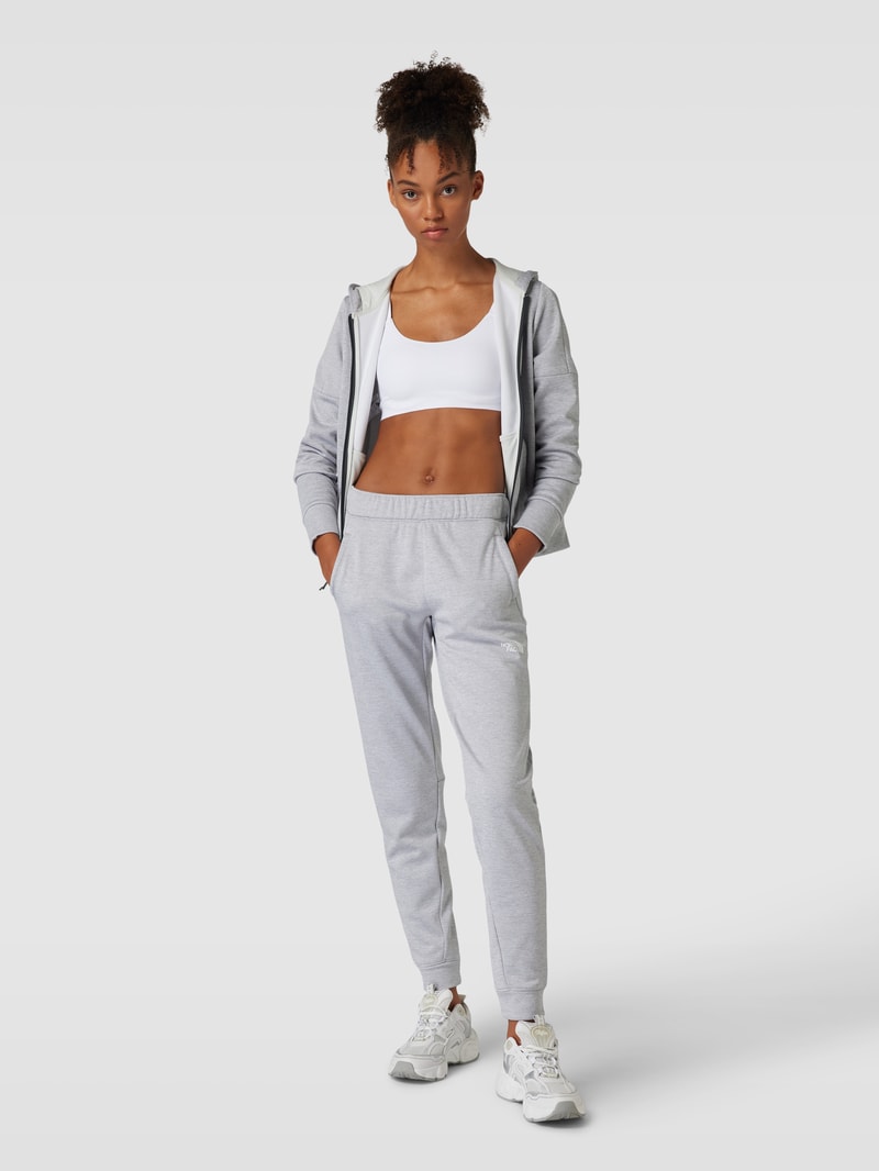 Sweatjacke mit Label-Print Modell 'REAXION' in hellgrau meliert