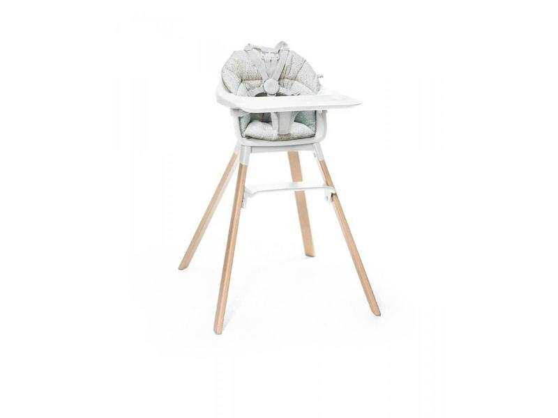 Chaise haute Stokke Clikk blanc et coussin