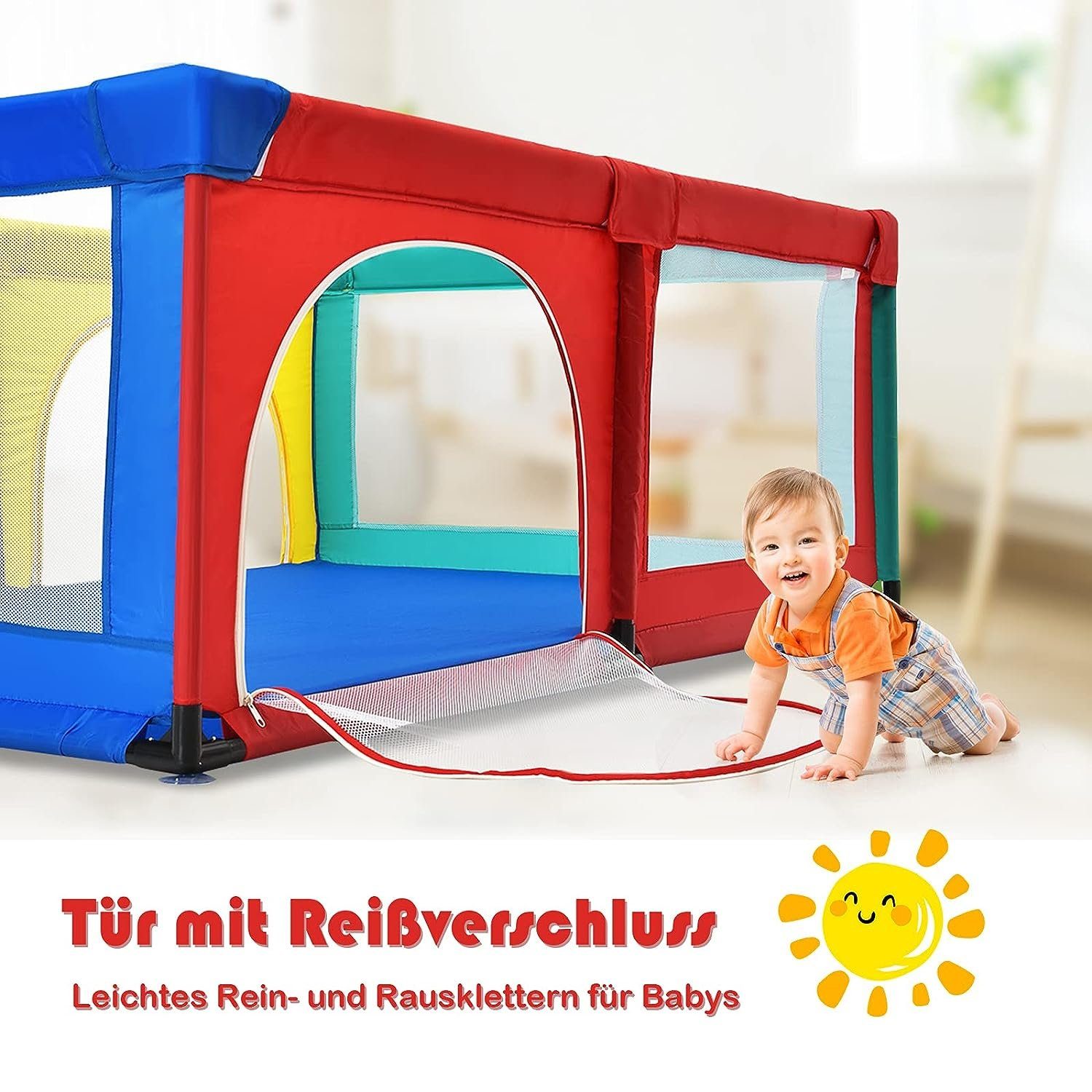 KOMFOTTEU Laufstall Baby, mit 50 Spielbällen, 120x190cm