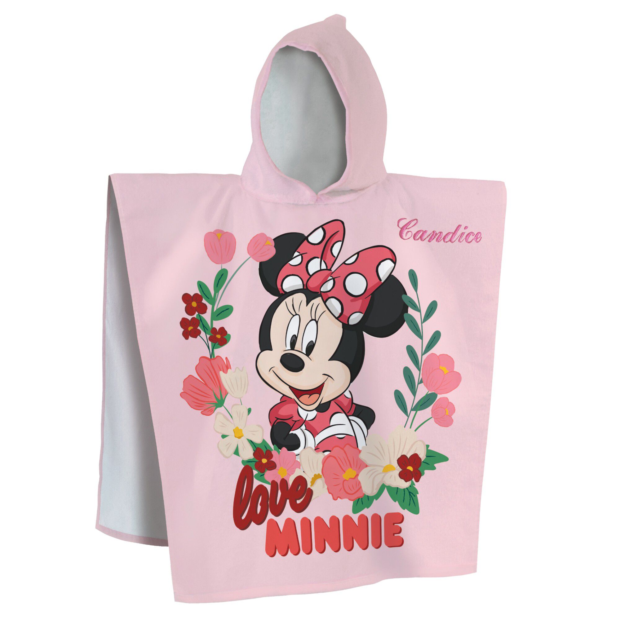 Poncho de bain enfant Minnie Mouse à capuche personnalisable