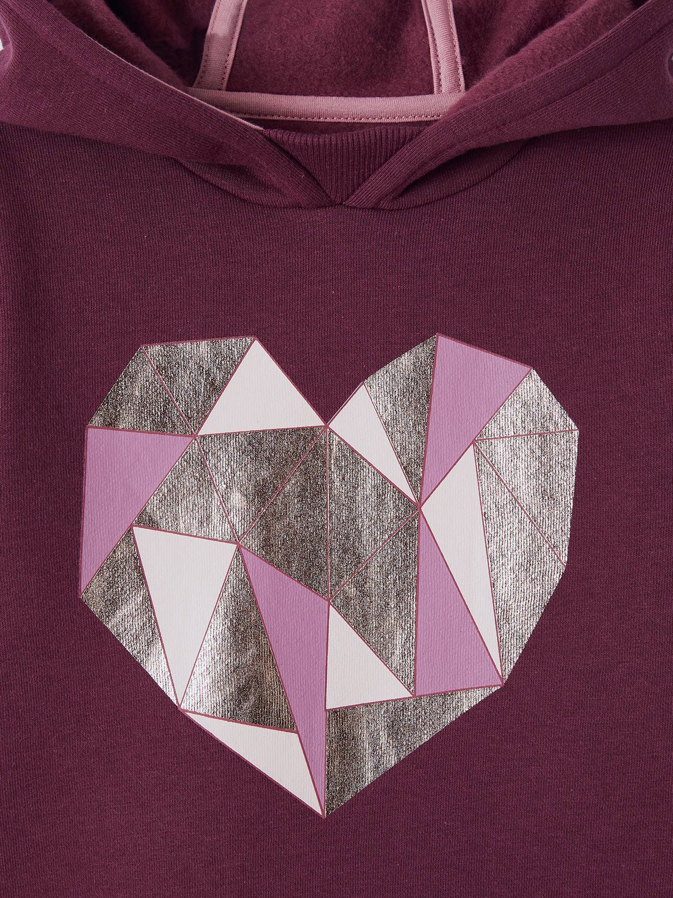 Ensemble de sport sweat coeur irisé + legging fille prune