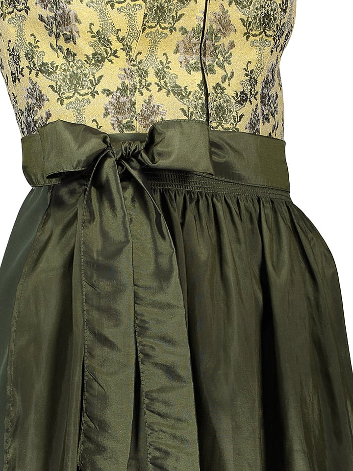 Turi Landhaus Dirndl in Dunkelgrün/ Gelb günstig kaufen
