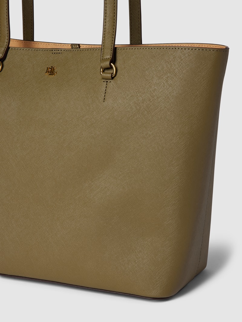 Tote Bag mit Label-Detail Modell 'KARLY' in olivgrün
