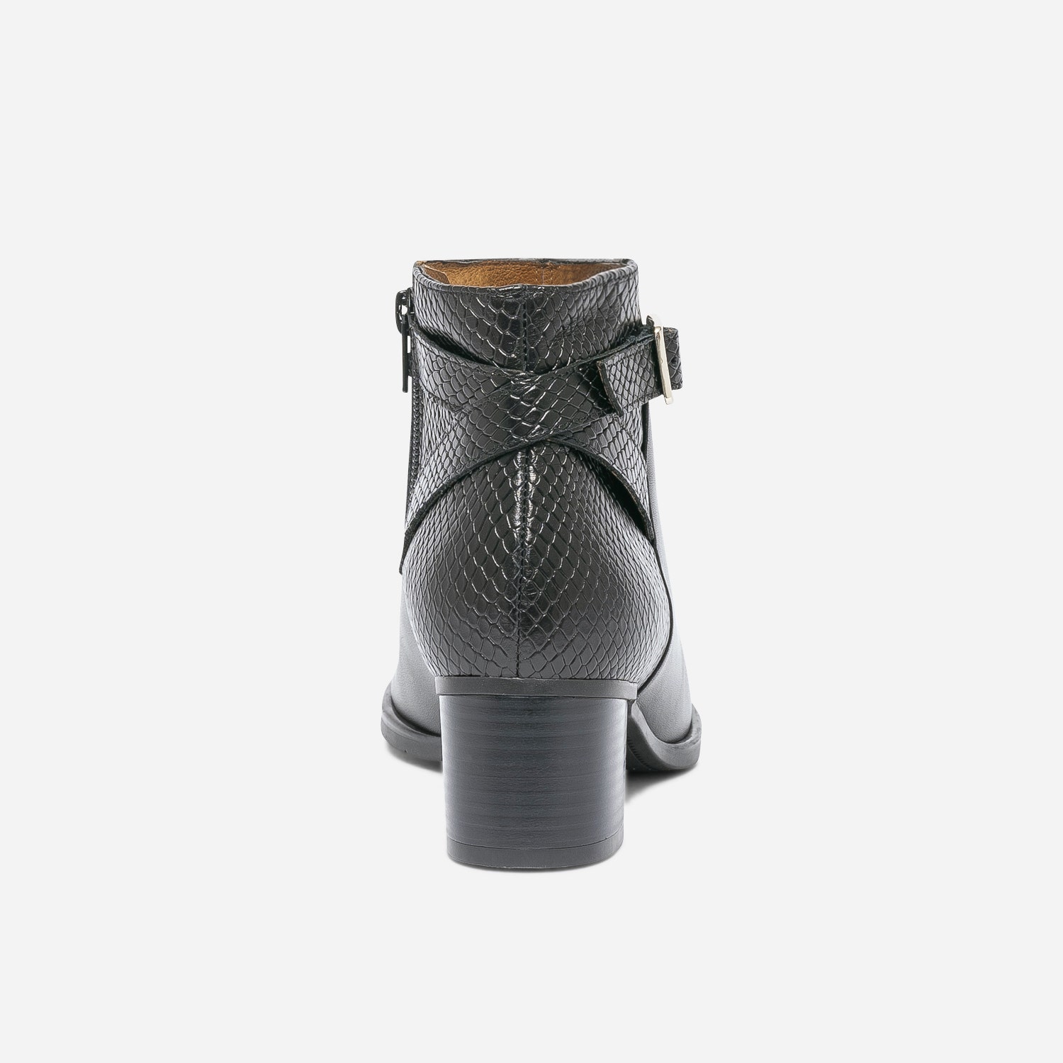 Boots à talon ERAM FLEX noir cuir embossé