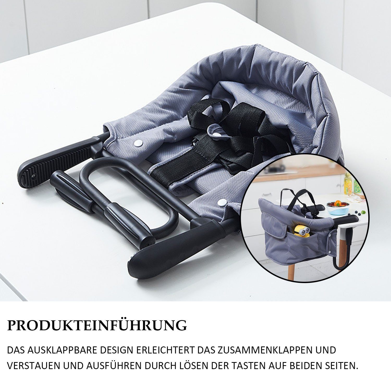 TOPMELON Hochstuhl Baby Tischsitz mit 7-Punkt-Sicherheitsgurt für Outdoor