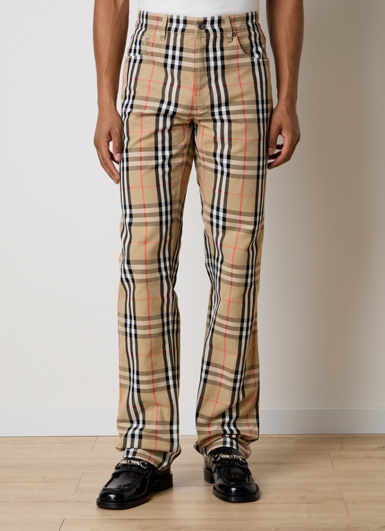 Blugi cu croială dreaptă în carouri Burberry