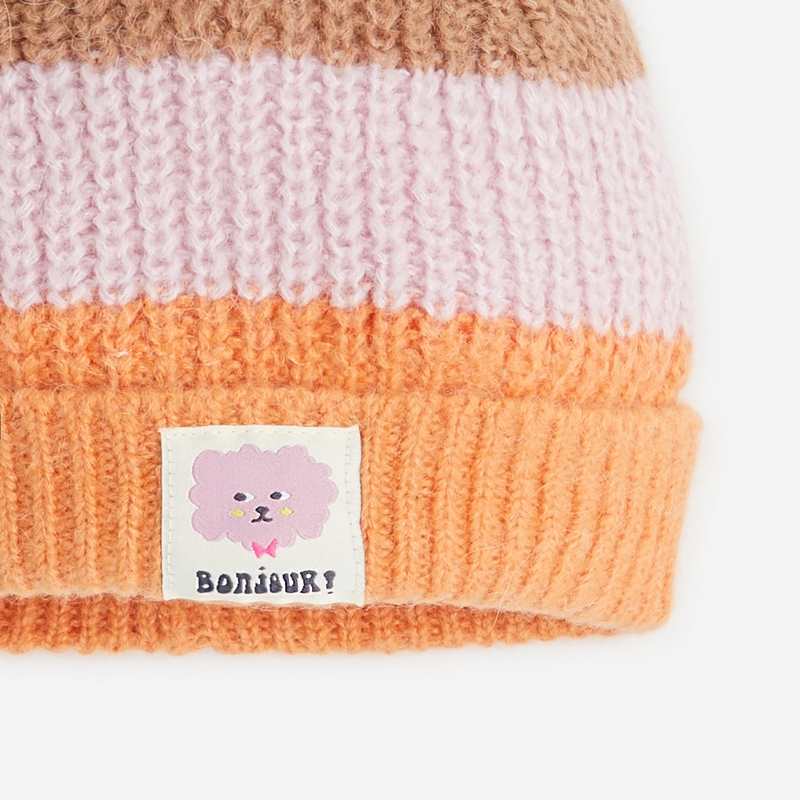 Bonnet rayé multicolore bébé fille jaune en tricot Catimini