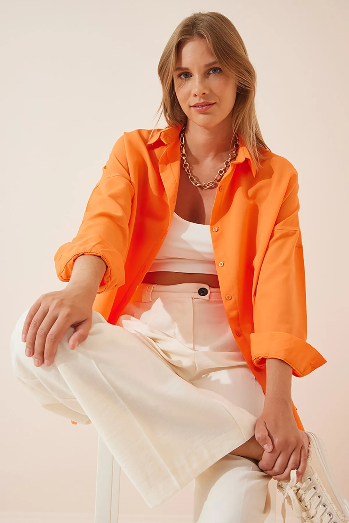 Happiness İstanbul  Hemd - Orange - Oversized