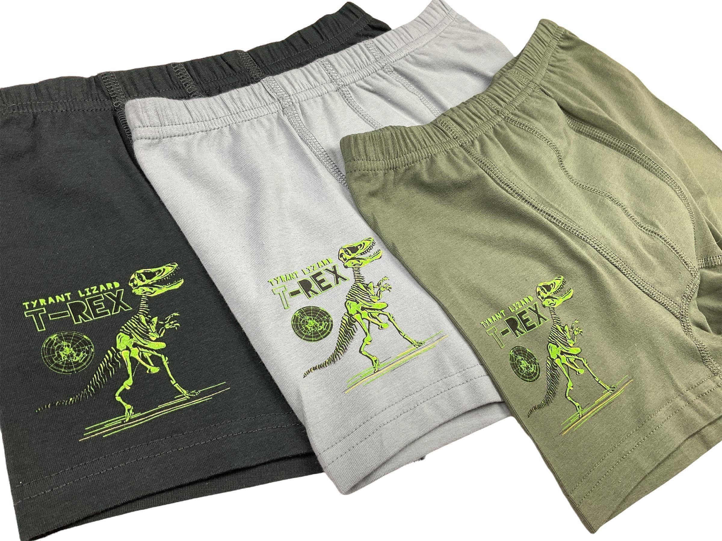 LOREZA Boxershorts 5 Jungen Boxershorts Unterhosen aus Baumwolle Unterwäsche - T-Rex (Spar-Packung, 5-St)
