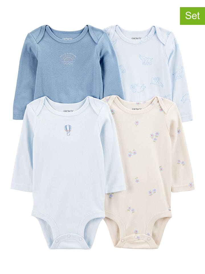 carter's 4er-Set: Bodys in Blau/ Hellblau/ Beige günstig kaufen