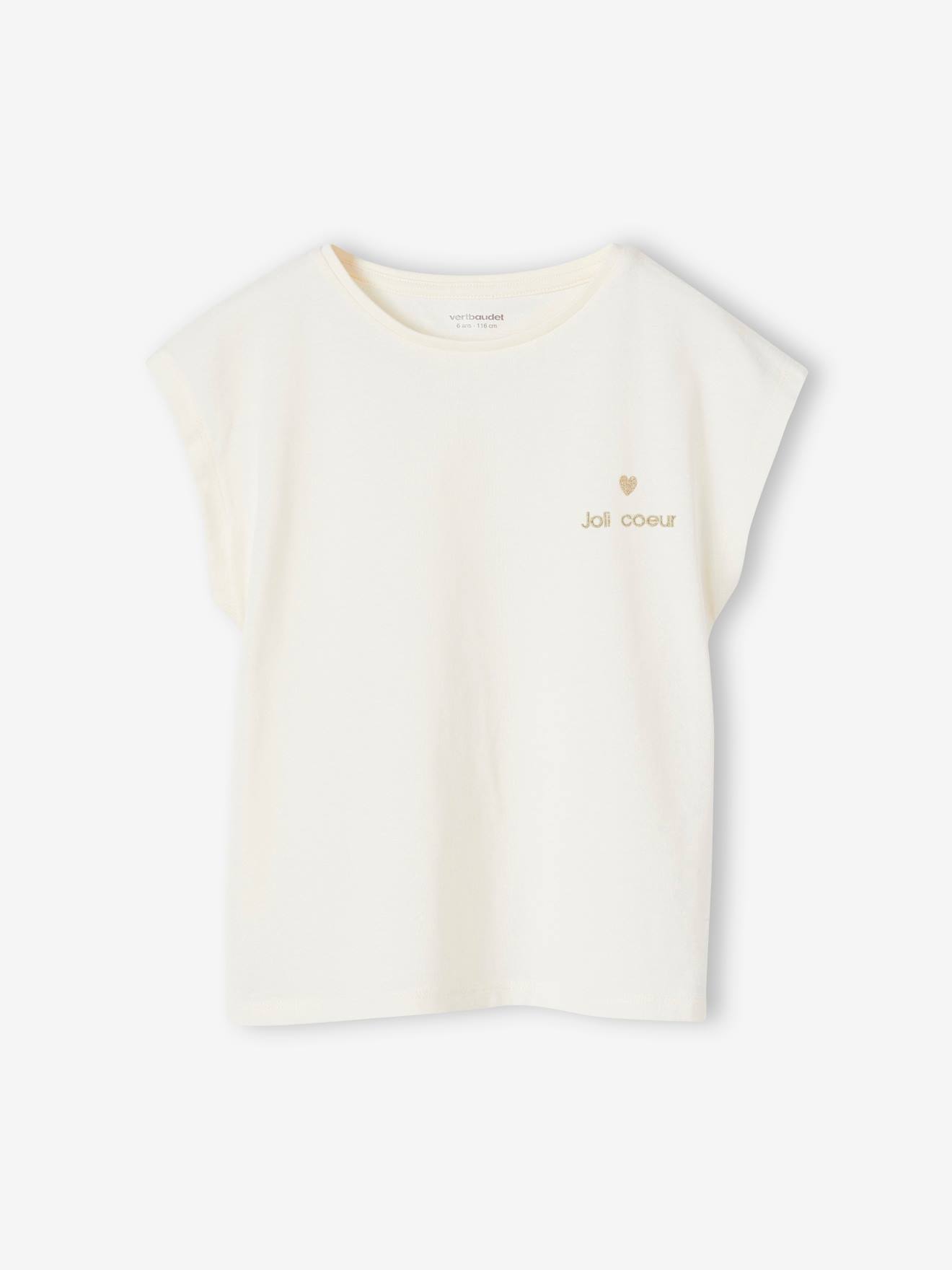 Vertbaudet Mädchen T-Shirt BASIC, personalisierbar Oeko-Tex - wollweiß