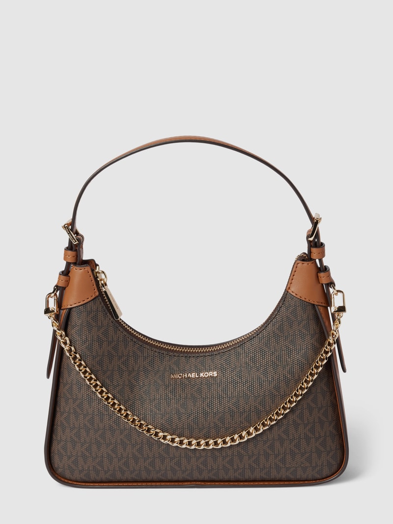 Handtasche mit Allover-Logo in mittelbraun