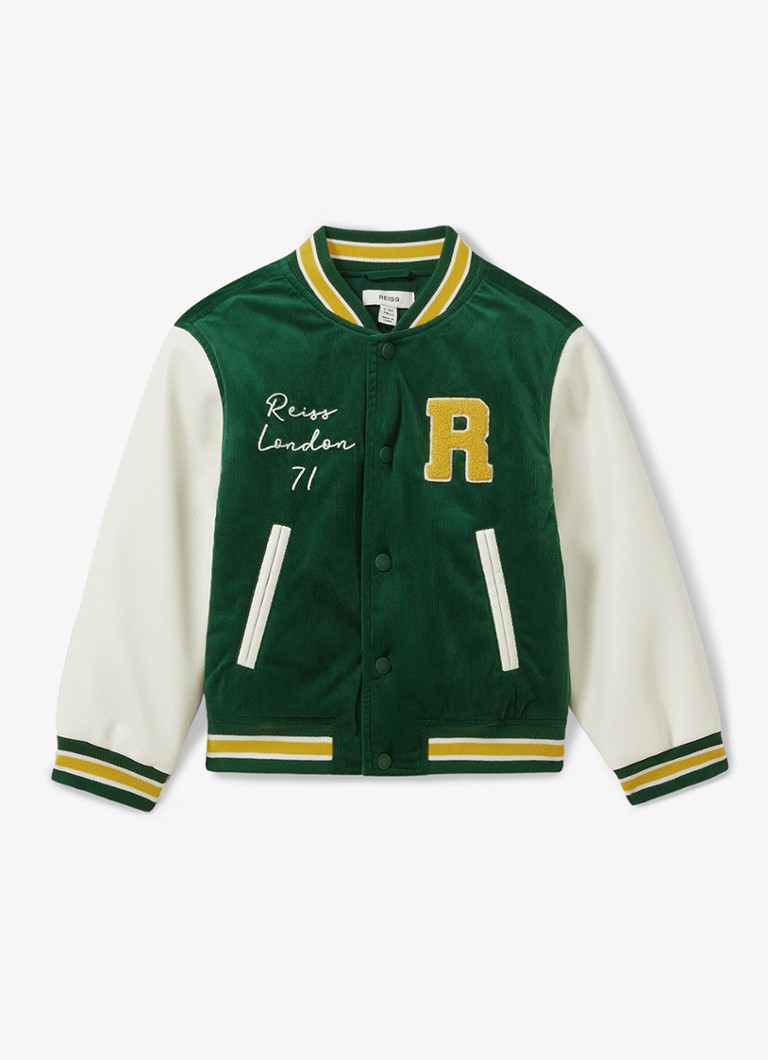 Jachetă de baseball Reiss Ward din catifea reiată cu logo brodat