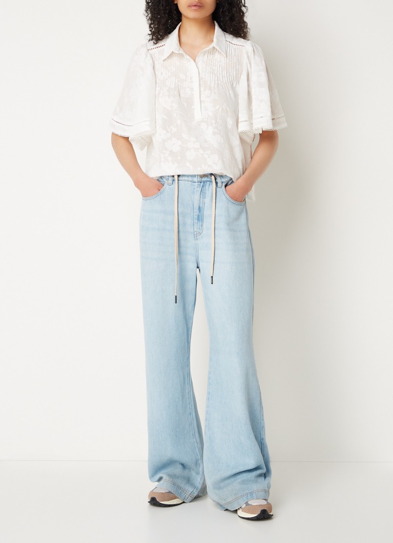MUNTHE Occur tunic with floral embroidery and butterfly sleeves