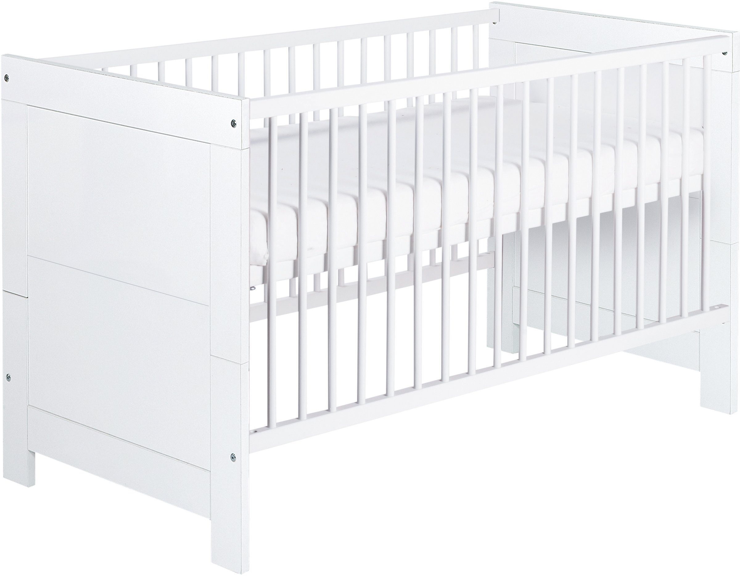 Schardt Babyzimmer-Komplettset Nordic White, (Set, 3-St., Kinderbett, Schrank, Wickelkommode), Made in Germany; mit Kinderbett, Schrank und Wickelkommode