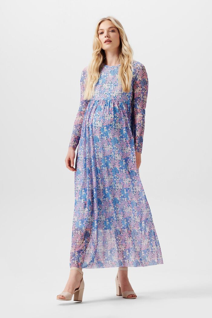 Maxikleid aus Mesh mit Allover-Blumenprint