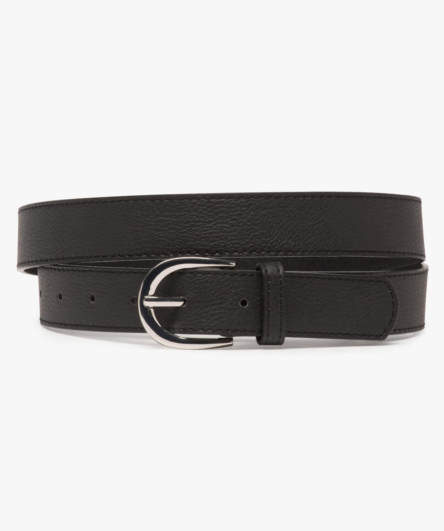 Ceinture femme en matière grainée avec boucle métallique ... noir | GEMO