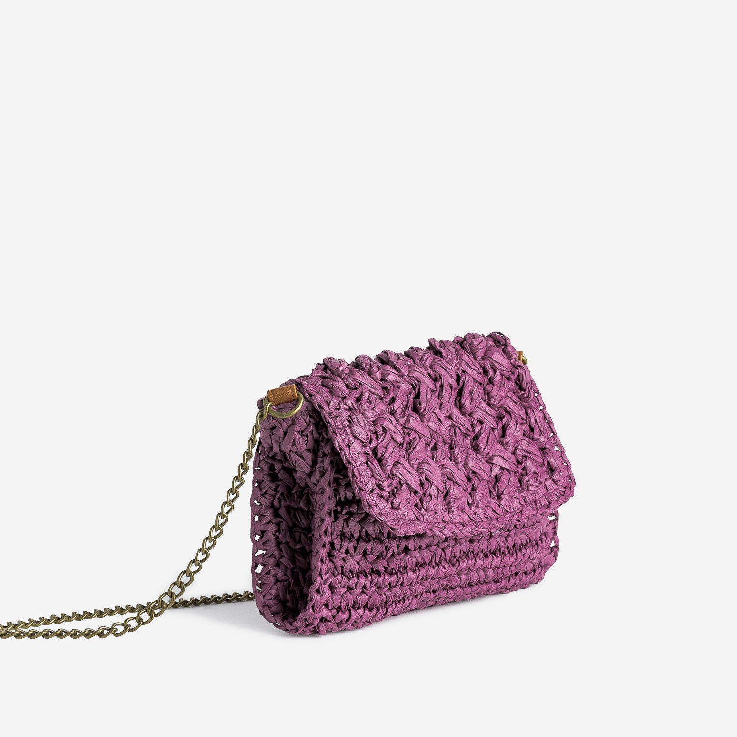 Sac pochette prune papier tressé