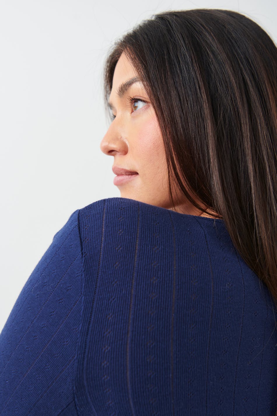 Pointelle long sleeve top