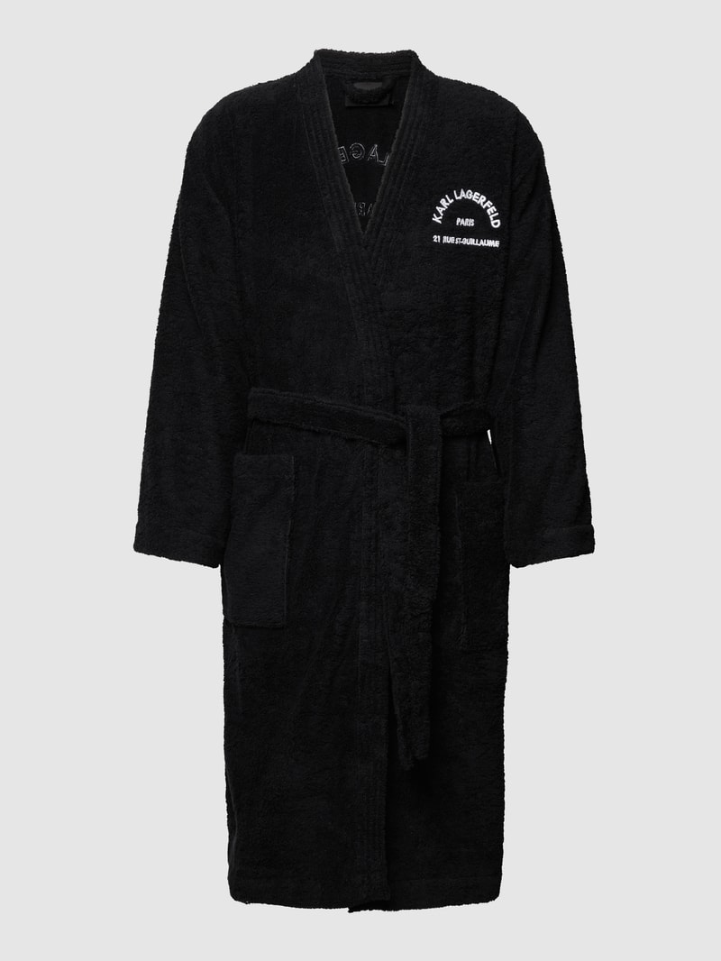 Bademantel mit Label-Stitching in schwarz