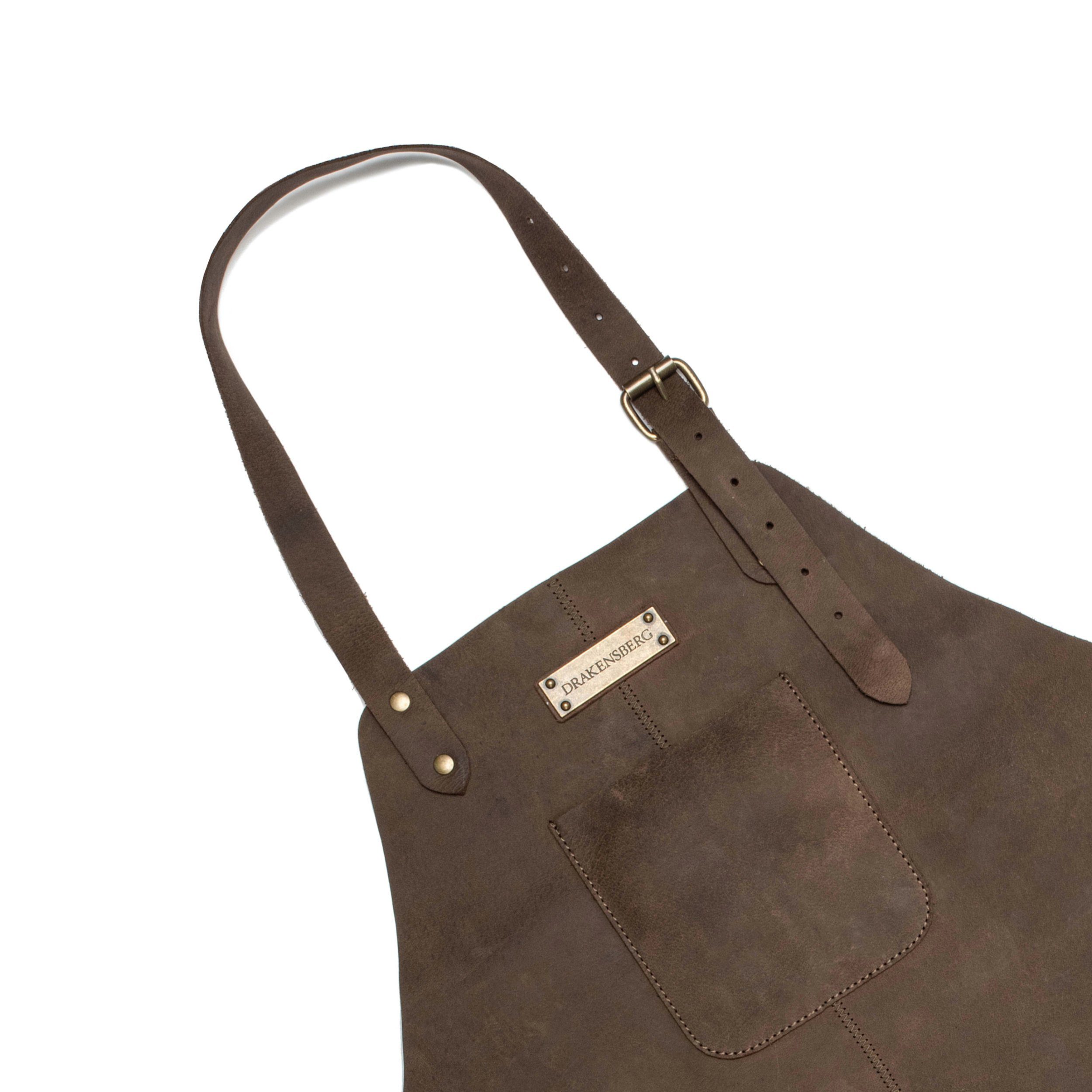 DRAKENSBERG Grillschürze Herren Bob Kaffee-Braun, Premium Leder Koch- und Grillschürze für Männer, strapazierfähig