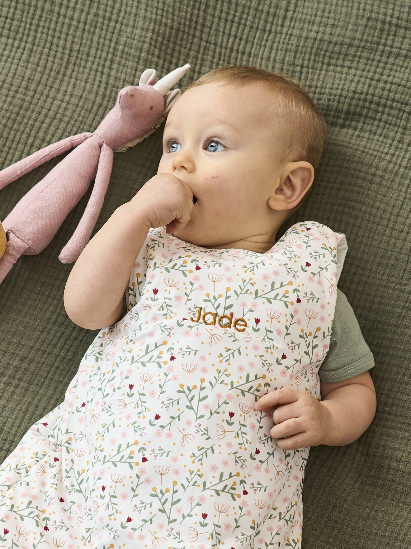 Vertbaudet Ärmelloser Baby Schlafsack BLUMENZAUBER personalisierbar Oeko-Tex - mehrfarbig