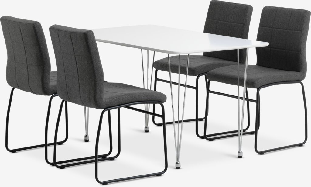 BANNERUP HAMMEL BANNERUP L120 white table 4 gray HAMMEL chairs