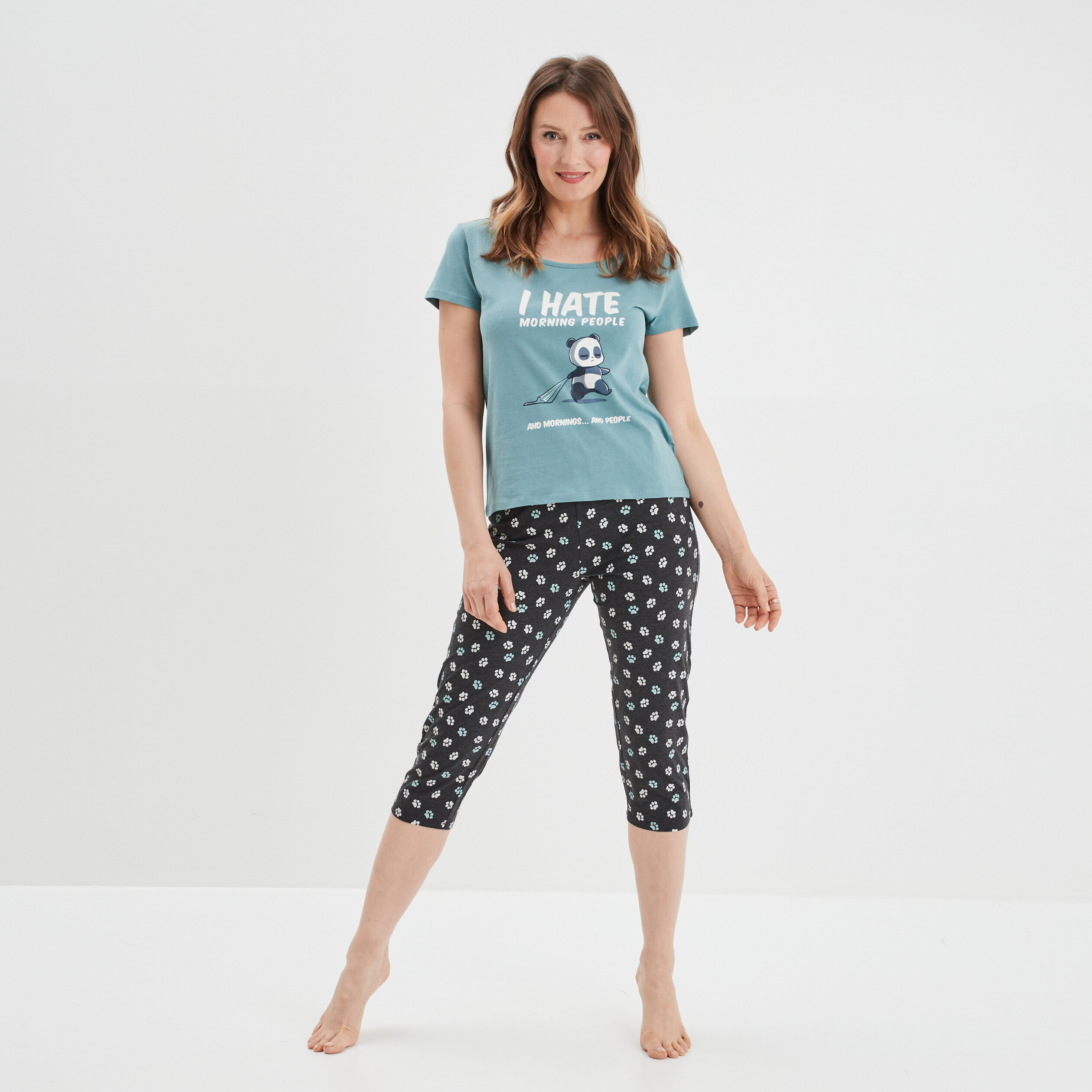 Ensemble pyjama 2 pièces bleu gris femme | La Halle