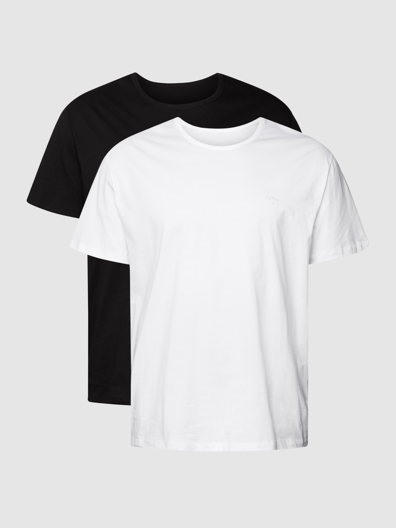 PLUS SIZE T-Shirt mit Brand-Stitching im 2er-Pack in weiß