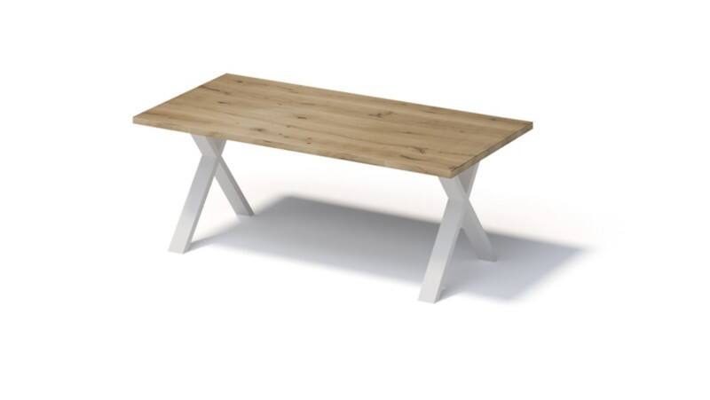 Bisley Fortis Table Regular, 2000 x 1000 mm, gerade Kante, geölte Oberfläche, X-Gestell, Oberfläche: P natürlich / Gestellfarbe: 396 verkehrsweiß