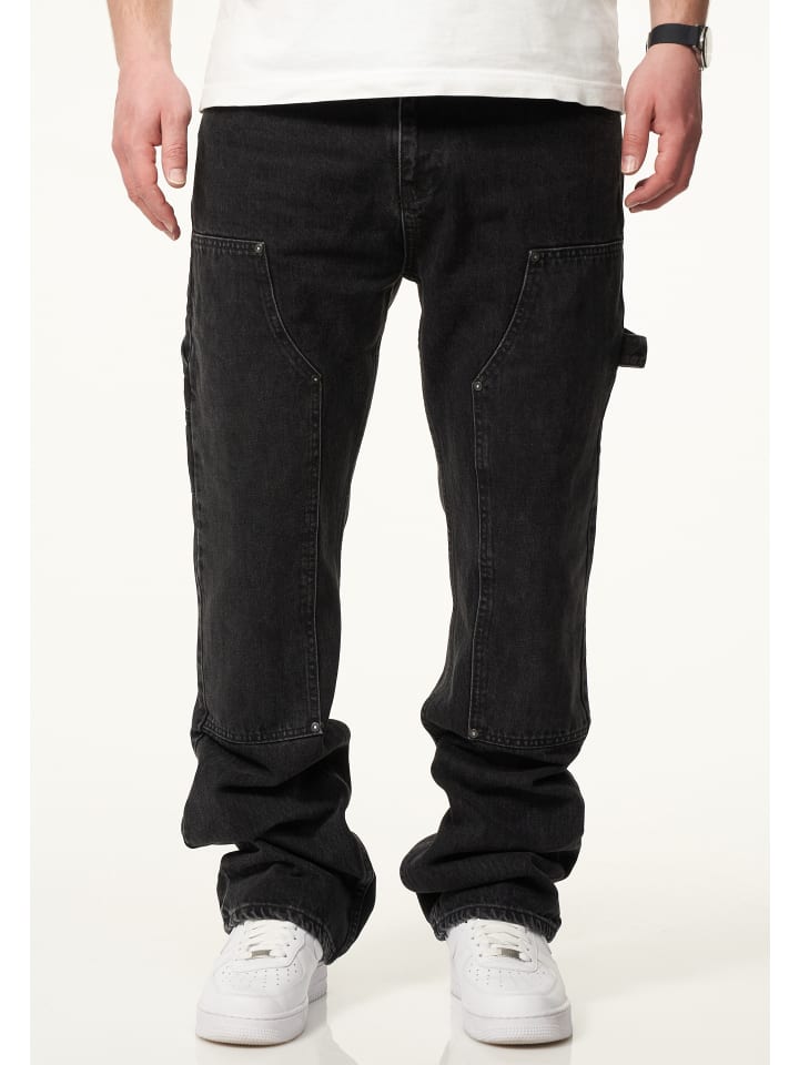 DAILY COTTON Jeans - DCPONTON Lange Carpenter Hose Straight-Fit Loose-Fit in Washed Black günstig kaufen
