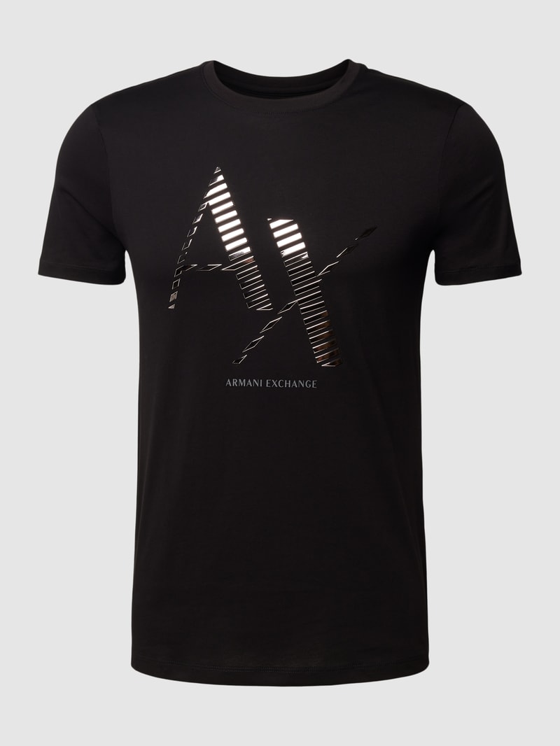 T-Shirt mit Label-Print und Rundhalsausschnitt in schwarz