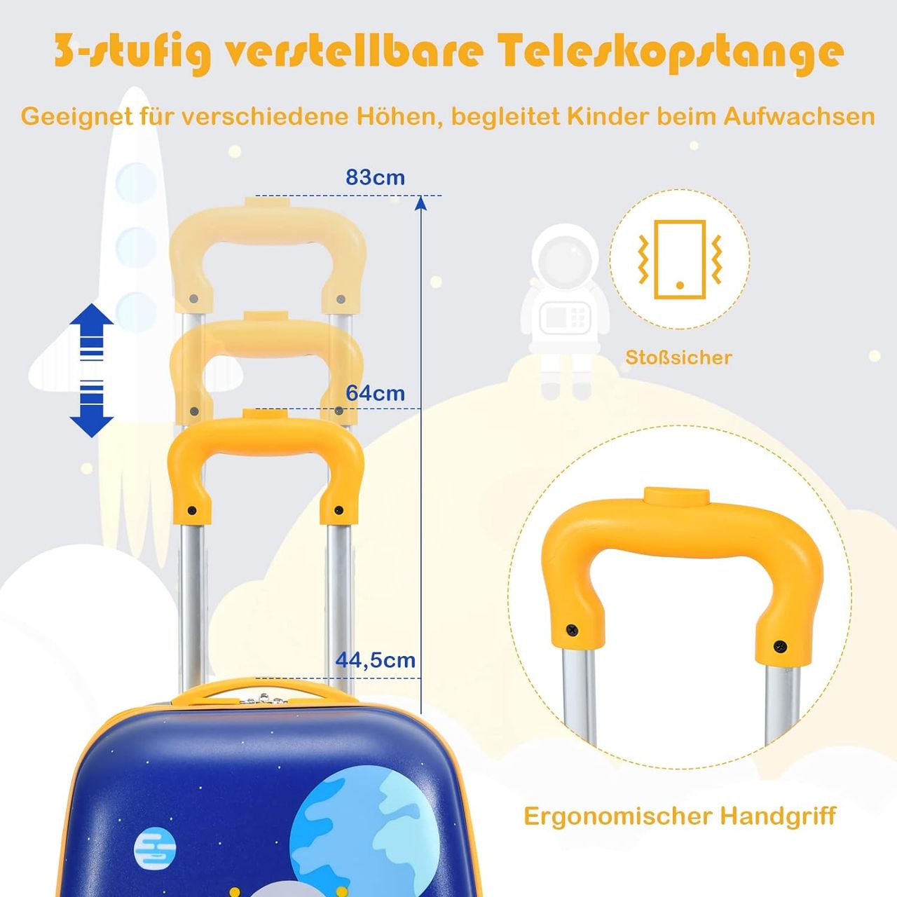 Costway 2tlg Kinderkoffer   Rucksack, Kindertrolley aus Kunststoff