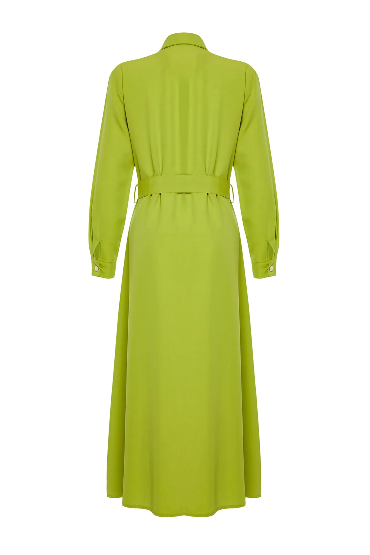 Trendyol Modest  Ölgrünes, gewebtes Hemdblusenkleid mit goldenen Knöpfen TCTSS24EB00132