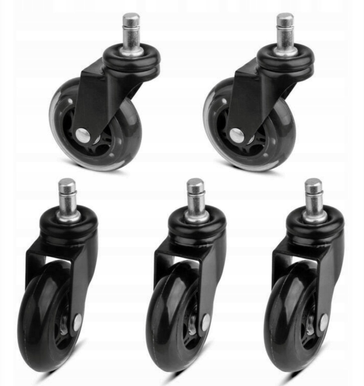 KomfortHome Stuhlrolle Stuhlrolle 5er Set 75mm für Ihren Bürostuhl mit 11mm Stift, (5-St)