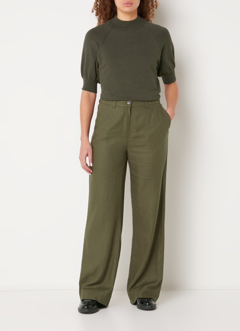 Pantaloni larghi a vita alta in misto lino modello Oxalis Madalena di Bruuns Bazaar.