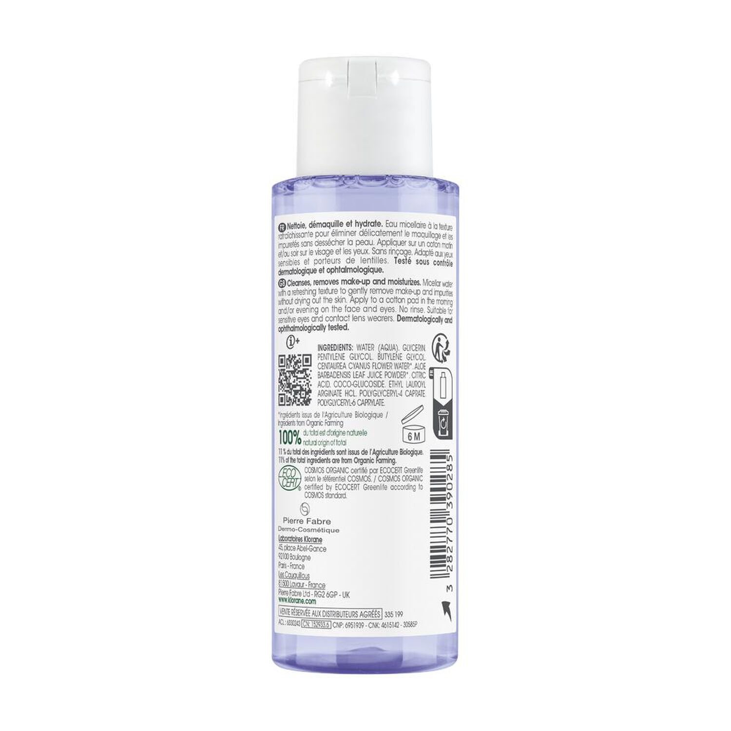 Klorane Bleuet Bio Eau Micellaire Visage - Yeux - Lèvres