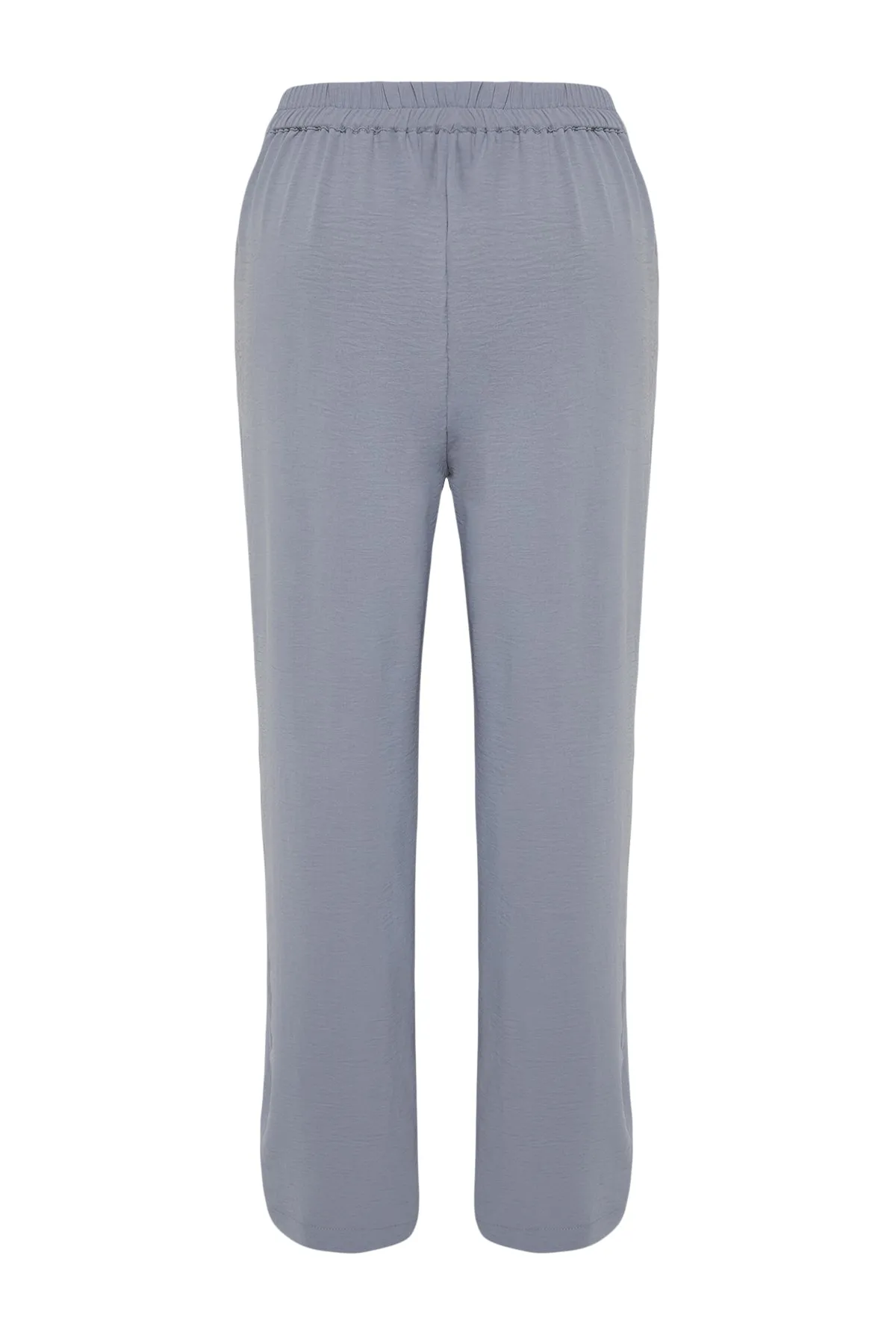 Trendyol Curve  Grau melierte, hoch taillierte, plissierte Webhose TBBSS22PL0448