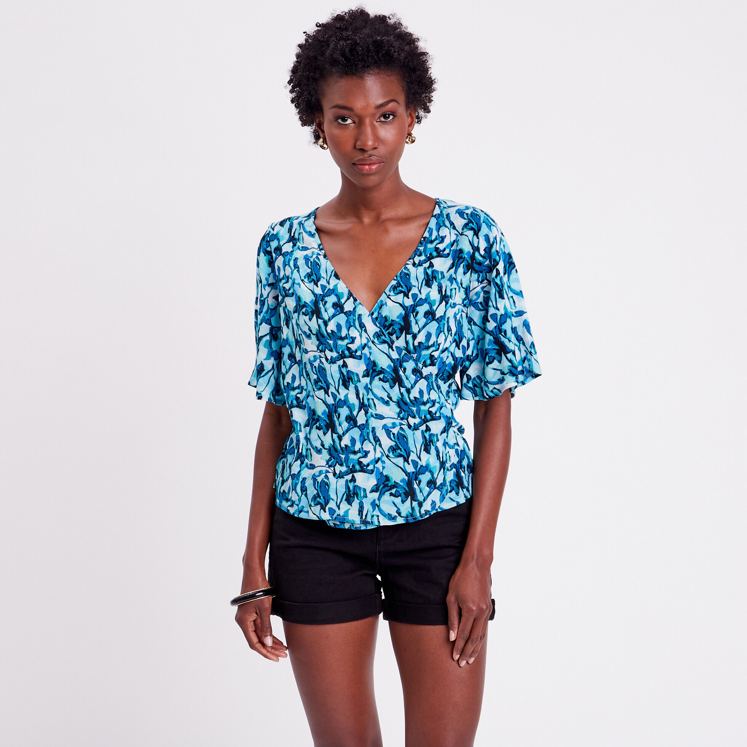 Blouse col cache-coeur blanc femme | Cache Cache