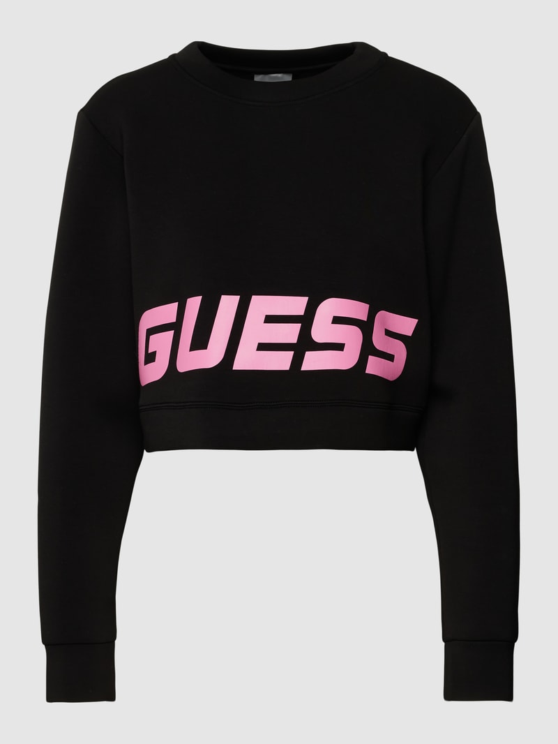 Crop Sweatshirt mit Label-Print Modell 'ALETHA' in schwarz