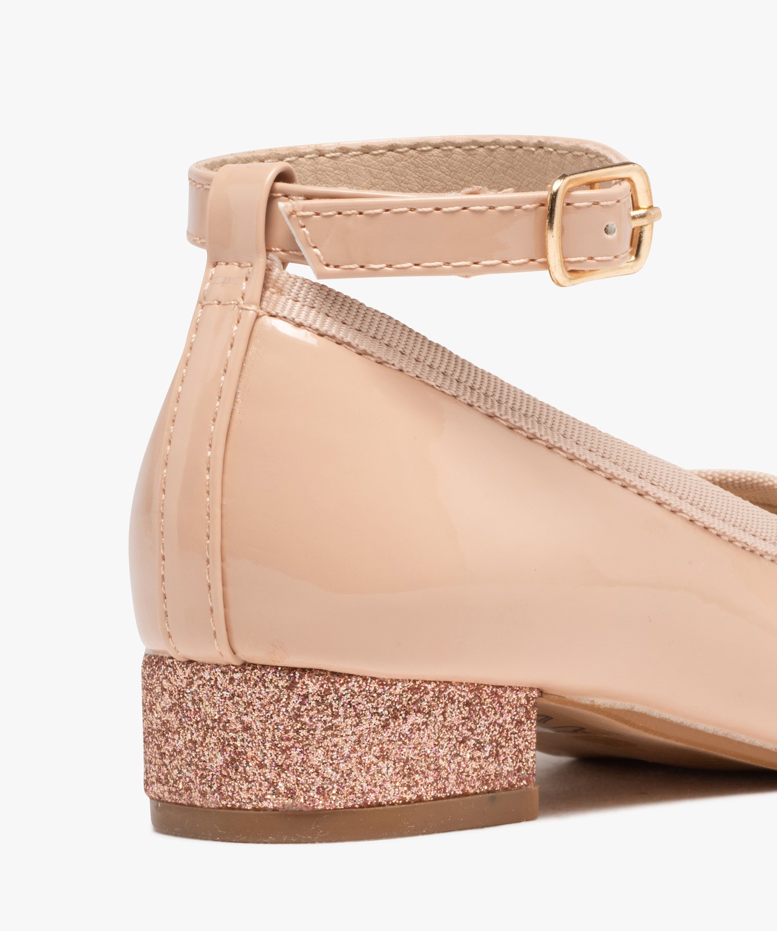 Ballerines fille vernies à talon et bride cheville beige | GEMO