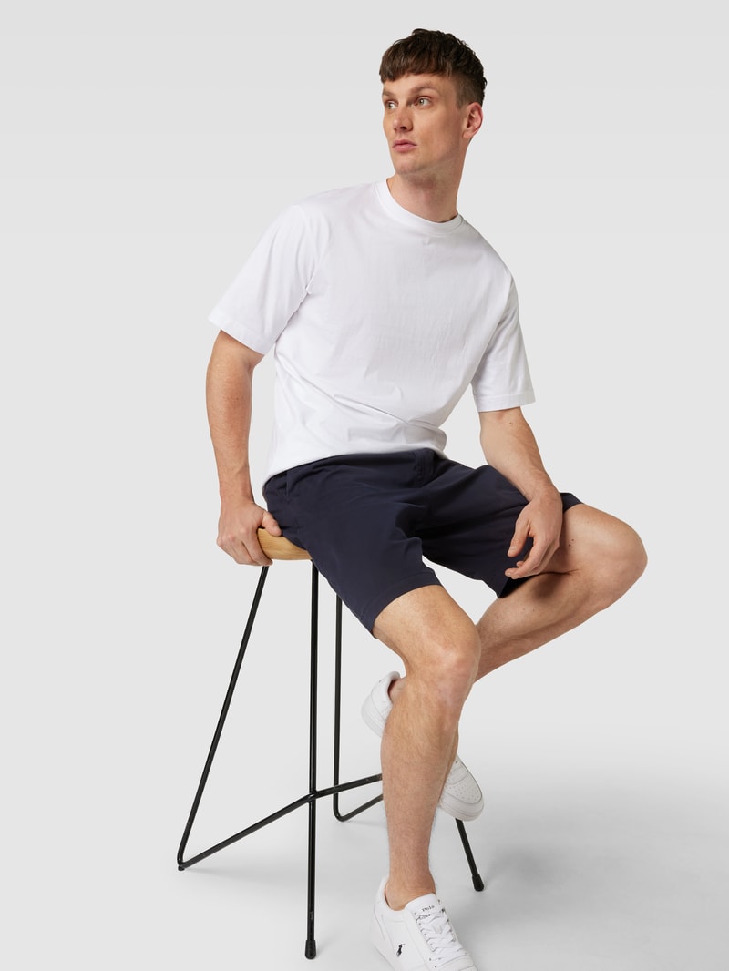 Bermudas mit französischen Eingrifftaschen Modell 'Selian' in marineblau meliert