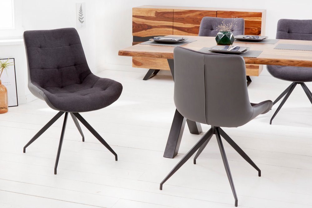 riess-ambiente Esszimmerstuhl DIVANI dunkelgrau, Esszimmer · Microfaser · Kunstleder · Metall · Retro