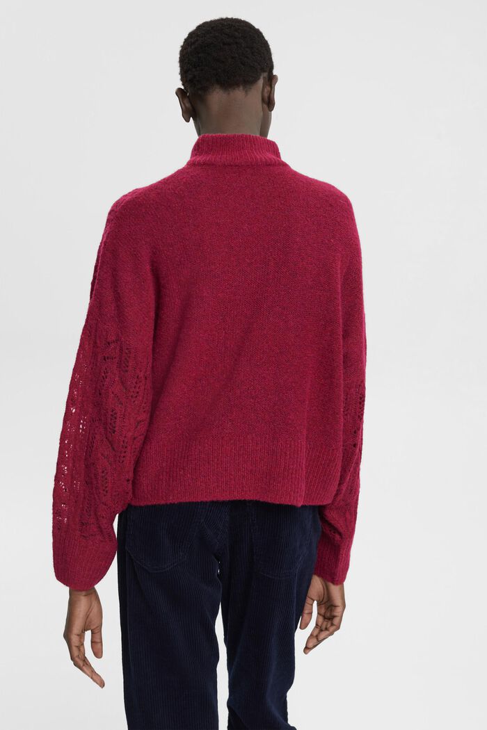 Stehkragen-Zopfstrickpullover mit Alpaka