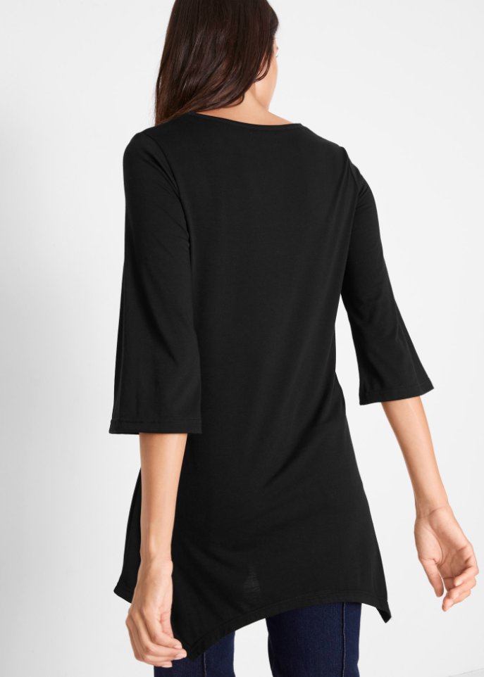 Zipfel-Longshirt mit Trompeten-Ärmel