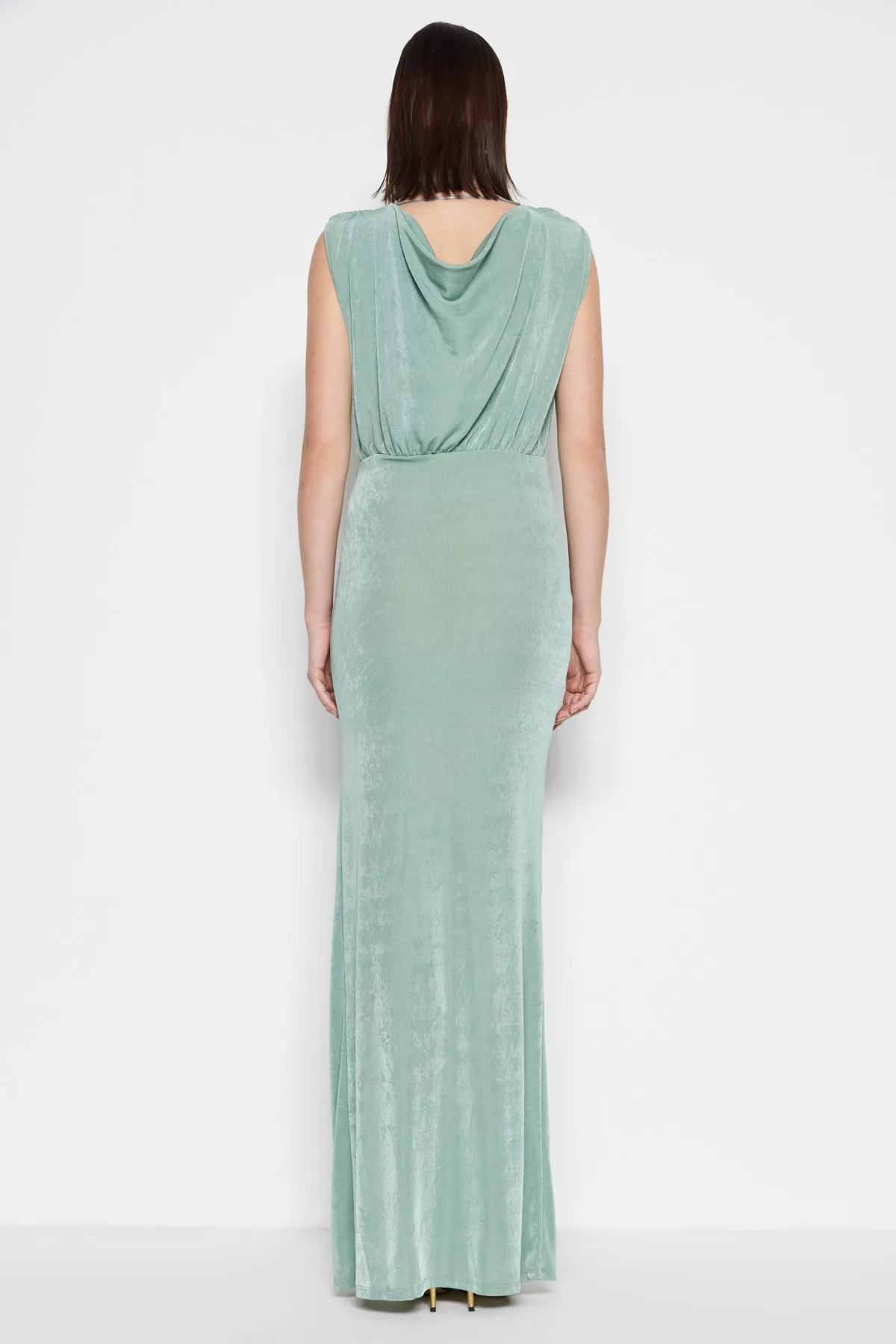 Trendyol Collection  Mintgrünes langes Abendkleid aus Strick TPRSS23AE00048