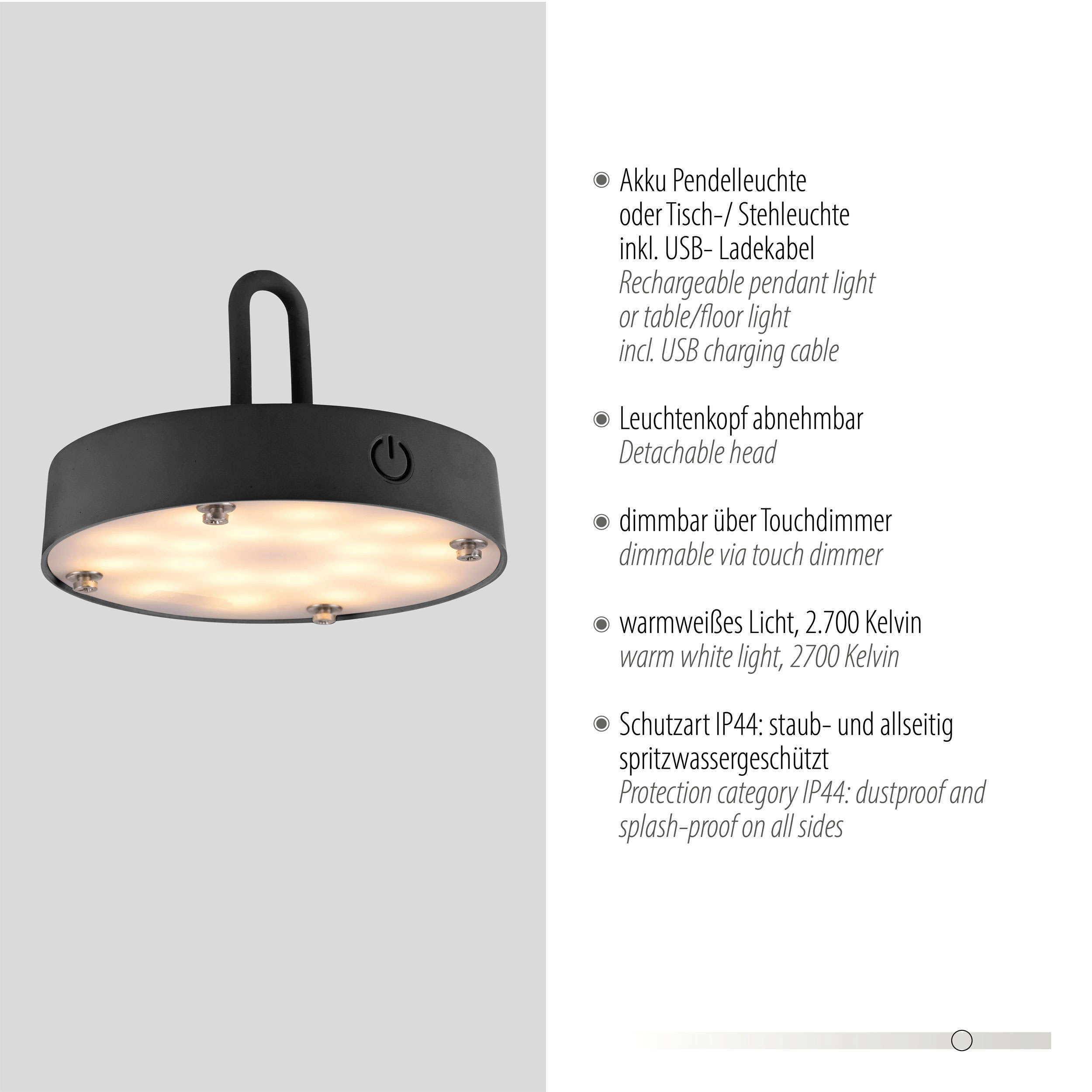 JUST LIGHT.LED-Akku-Tischleuchte 1flg