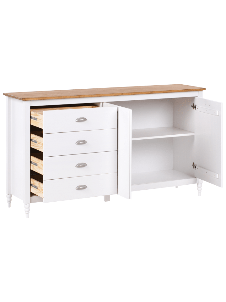 Beliani Sideboard SHILLINGTON in Weiß/Heller Holzfarbton/Silber günstig kaufen onesize