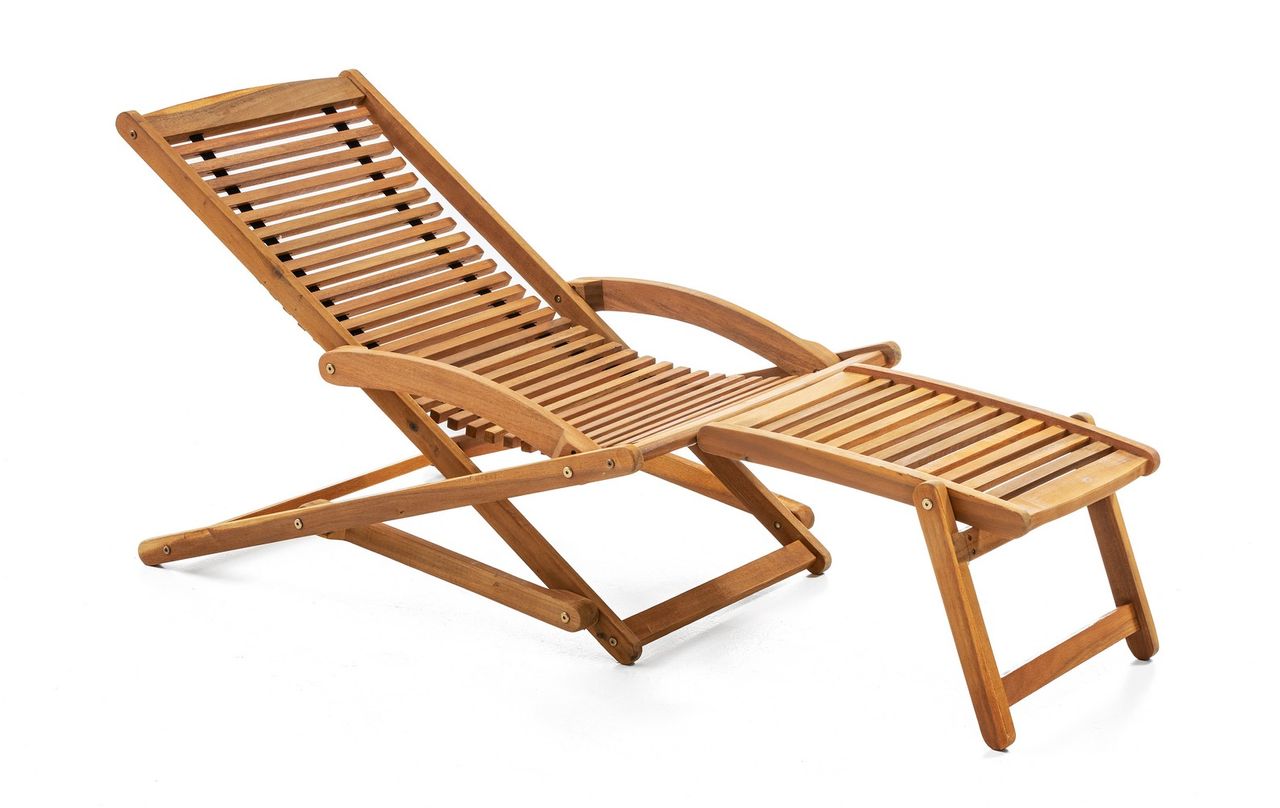 Solax Sunshine Holzliege mit Fußablage aus Akazienholz Sonnenliege Schwungliege